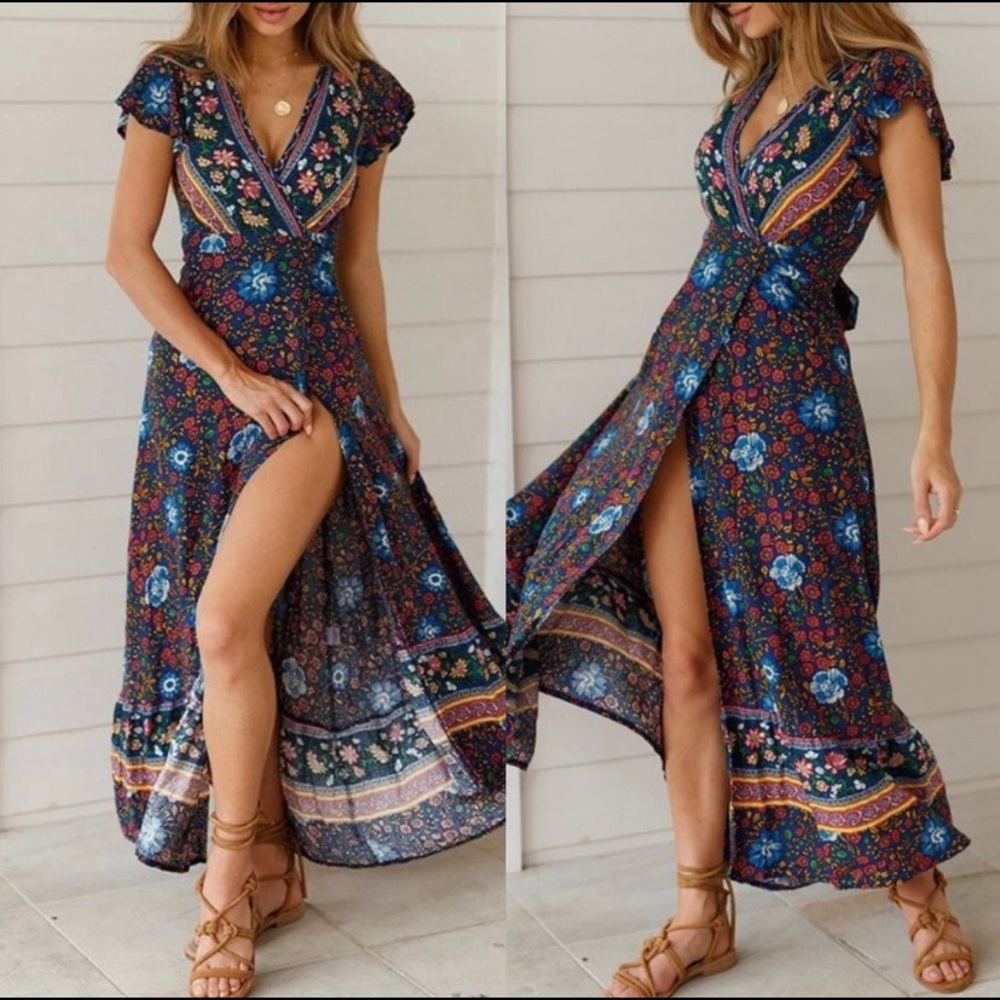 Boho Maxi Wrap dress